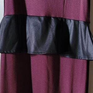 Gorgeous Faux Leather Peplum Detailed Midi Dress